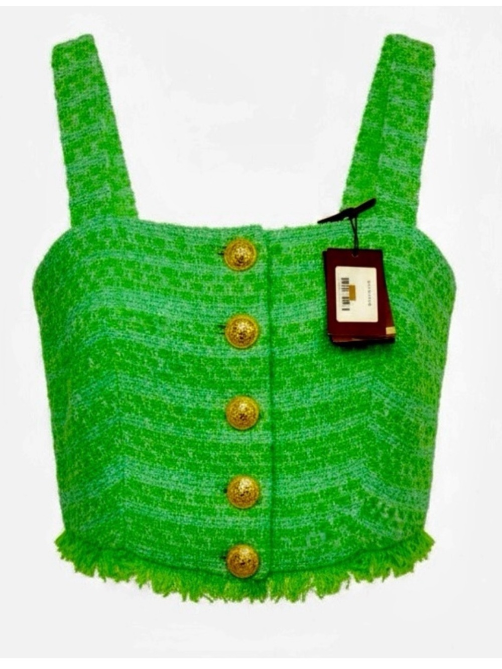 Maje green boucle cropped halter top size 1 NWT - Picture 4 of 7